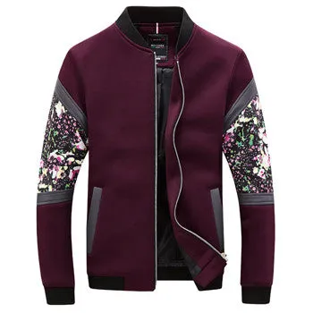 Men Floral Zipper Veste Homme Jakcets Jaqueta Masculina Men's Casual Slim Fit Large Size Jackets Outwear Men SM6