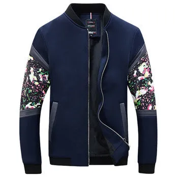 Men Floral Zipper Veste Homme Jakcets Jaqueta Masculina Men's Casual Slim Fit Large Size Jackets Outwear Men SM6