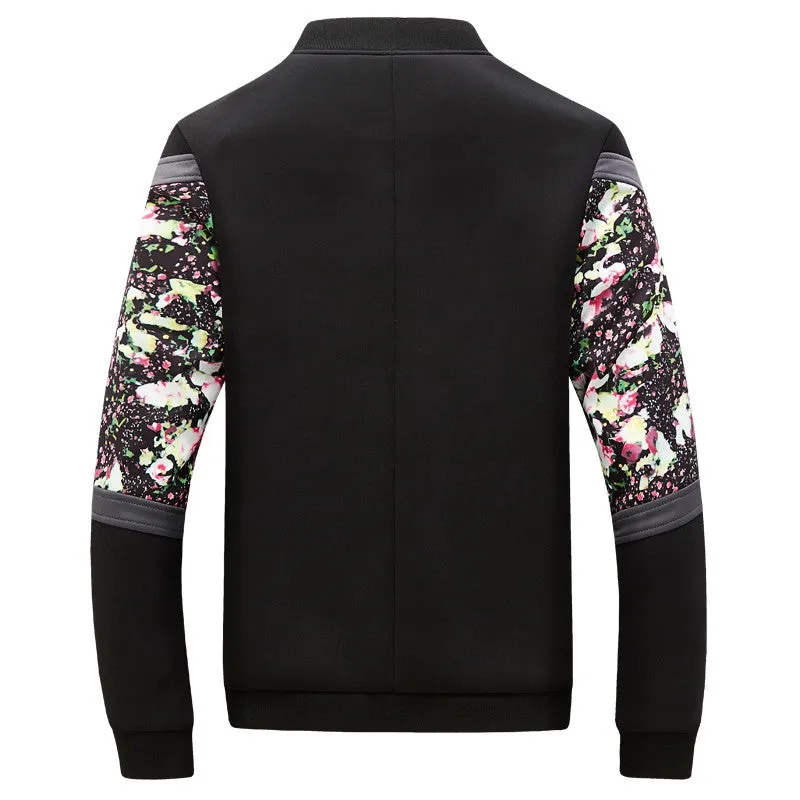 Men Floral Zipper Veste Homme Jakcets Jaqueta Masculina Men's Casual Slim Fit Large Size Jackets Outwear Men SM6