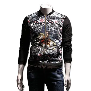 Men Jackets and Coats Outwear Floral Jaqueta Masculina Men's Casual Slim Fit Large Size Veste Homme Zipper Jackets SM6