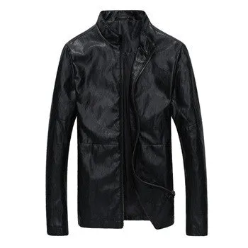 Men Leather Pu Jackets and Coats Men's Casual Slim Fit Large Size Jackets Coats Cardigans Outwear SM6