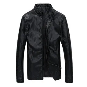 Men Leather Pu Jackets and Coats Men's Casual Slim Fit Large Size Jackets Coats Cardigans Outwear SM6