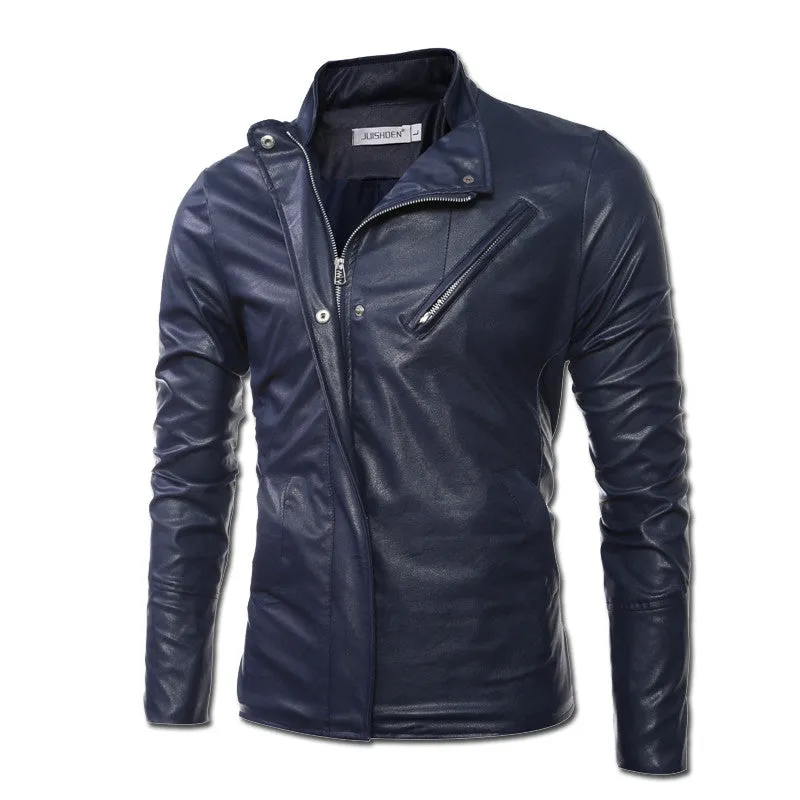 Men Leather PU Jackets Jaqueta Masculina Men's Casual Slim Fit Irregular Zipper Coats Veste Homme Jackets SM6