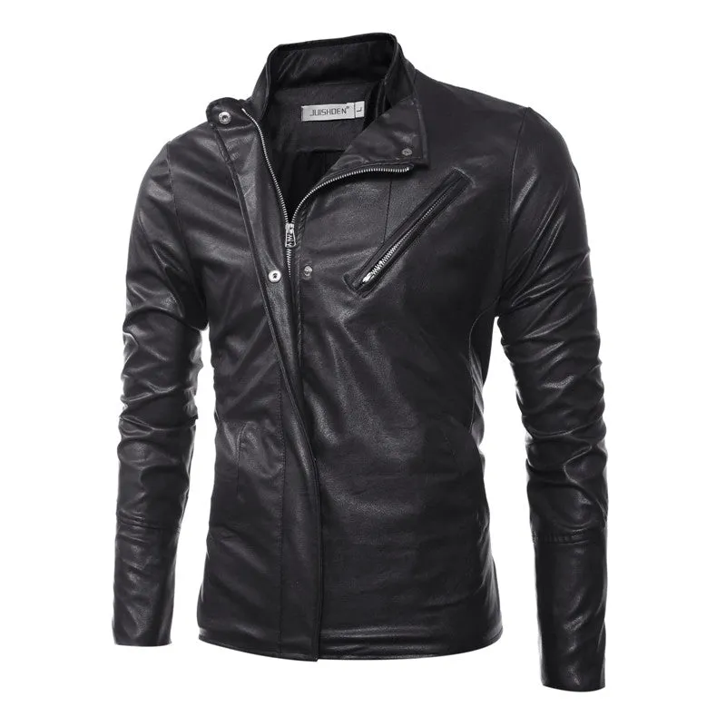 Men Leather PU Jackets Jaqueta Masculina Men's Casual Slim Fit Irregular Zipper Coats Veste Homme Jackets SM6