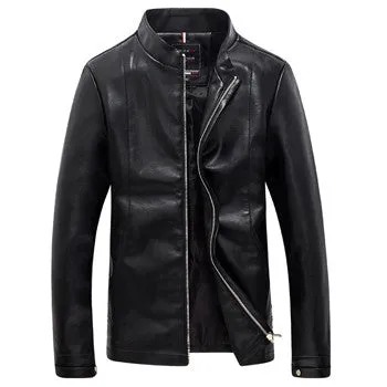 Men Leather PU Zipper Jackets Coats Outwear Jaqueta Masculina Men's Casual Slim Fit Large Size Jackets SM6