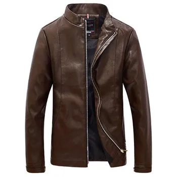 Men Leather PU Zipper Jackets Coats Outwear Jaqueta Masculina Men's Casual Slim Fit Large Size Jackets SM6