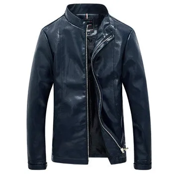 Men Leather PU Zipper Jackets Coats Outwear Jaqueta Masculina Men's Casual Slim Fit Large Size Jackets SM6