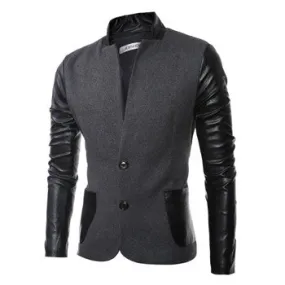 Men Patchwork SM6azers and Jackets Coats Herren Anzug Men's Casual Slim Fit Long Sleeved SM6azers Veste De Loisir SM6