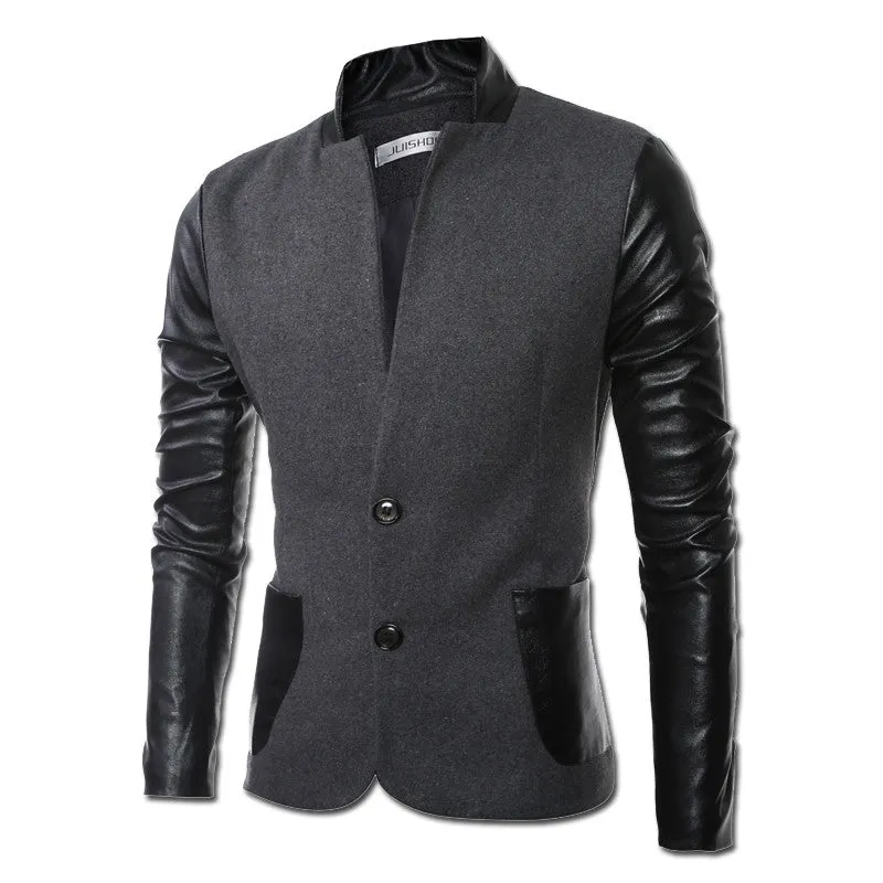 Men Patchwork SM6azers and Jackets Coats Herren Anzug Men's Casual Slim Fit Long Sleeved SM6azers Veste De Loisir SM6