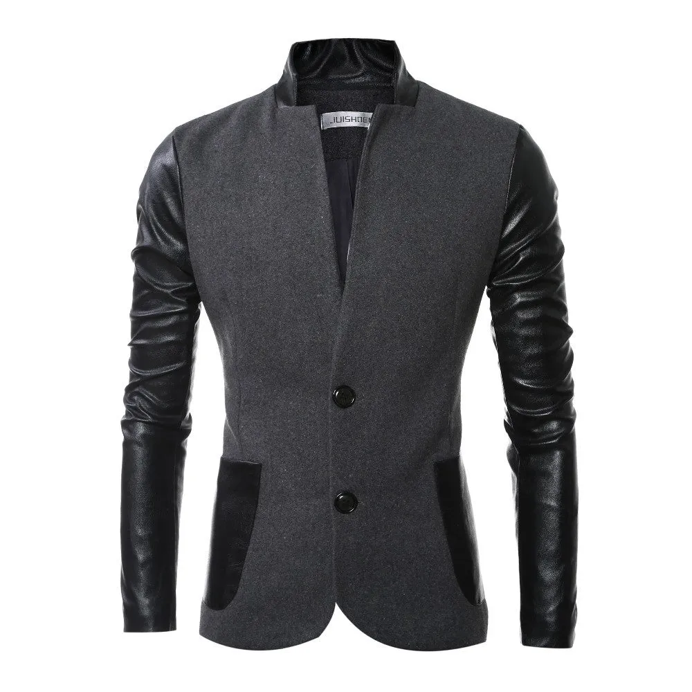 Men Patchwork SM6azers and Jackets Coats Herren Anzug Men's Casual Slim Fit Long Sleeved SM6azers Veste De Loisir SM6