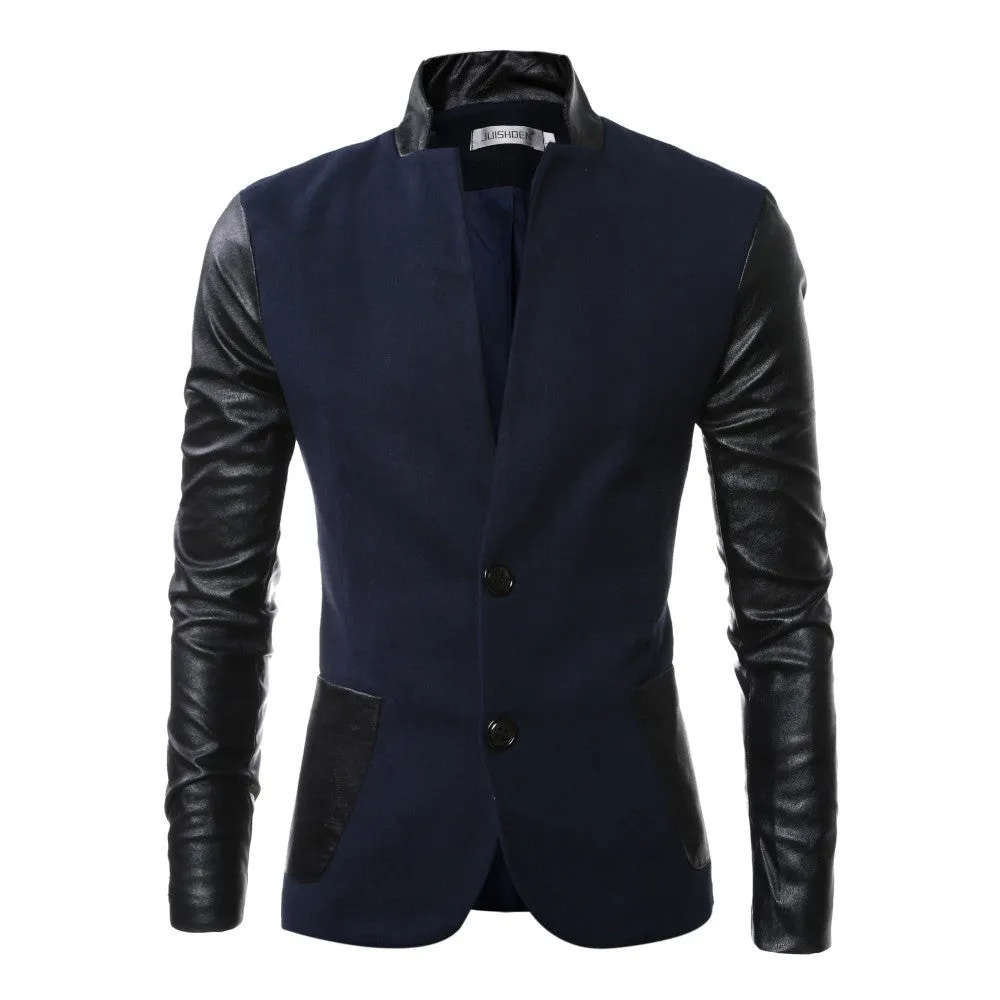 Men Patchwork SM6azers and Jackets Coats Herren Anzug Men's Casual Slim Fit Long Sleeved SM6azers Veste De Loisir SM6