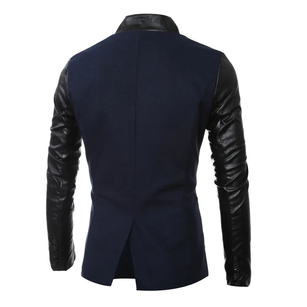 Men Patchwork SM6azers and Jackets Coats Herren Anzug Men's Casual Slim Fit Long Sleeved SM6azers Veste De Loisir SM6