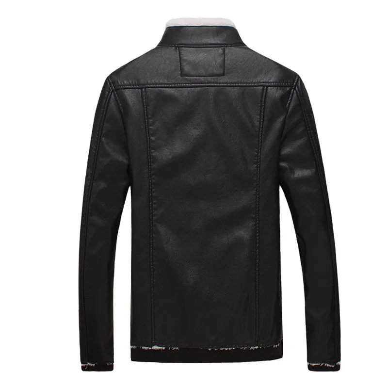 Men Zipper Leather PU Jackets Coats Outwear Men's Casual Slim Fit Large Size Veste Homme Jackets Jaqueta Masculina SM6