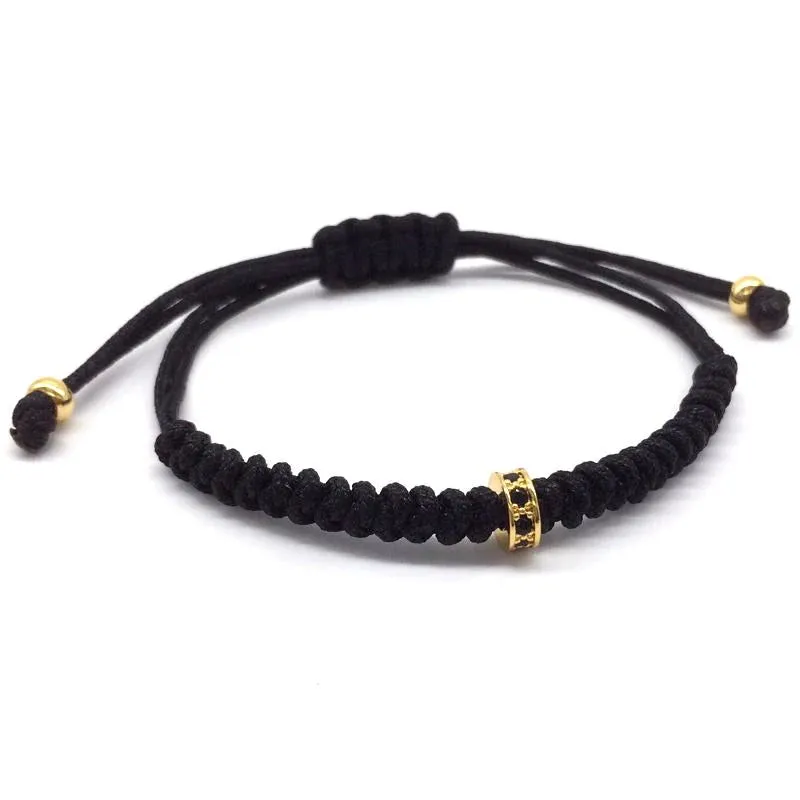 Men's Micro Pave Black CZ Braided European American Macrame Bracelets