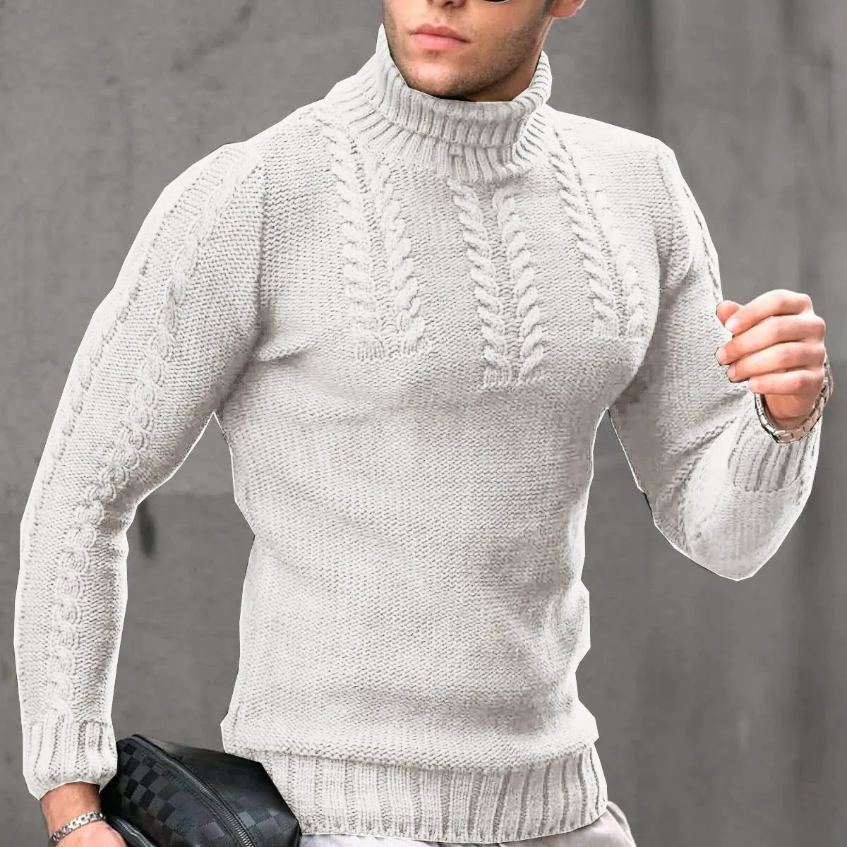 Men's Turtleneck Twisted Long-sleeved Sweater