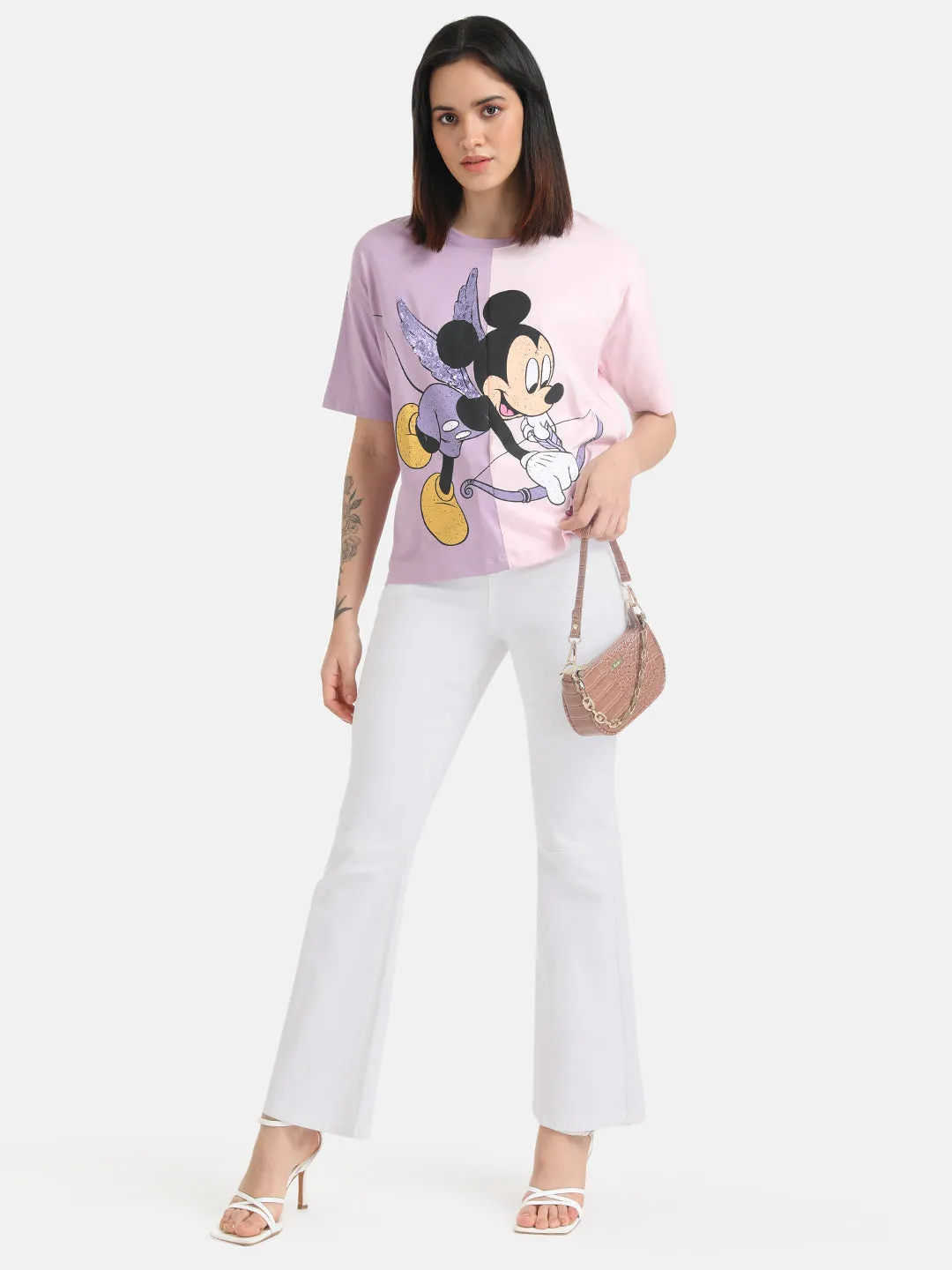 Mickey Mouse  Disney Printed T-Shirt With Sequin Work