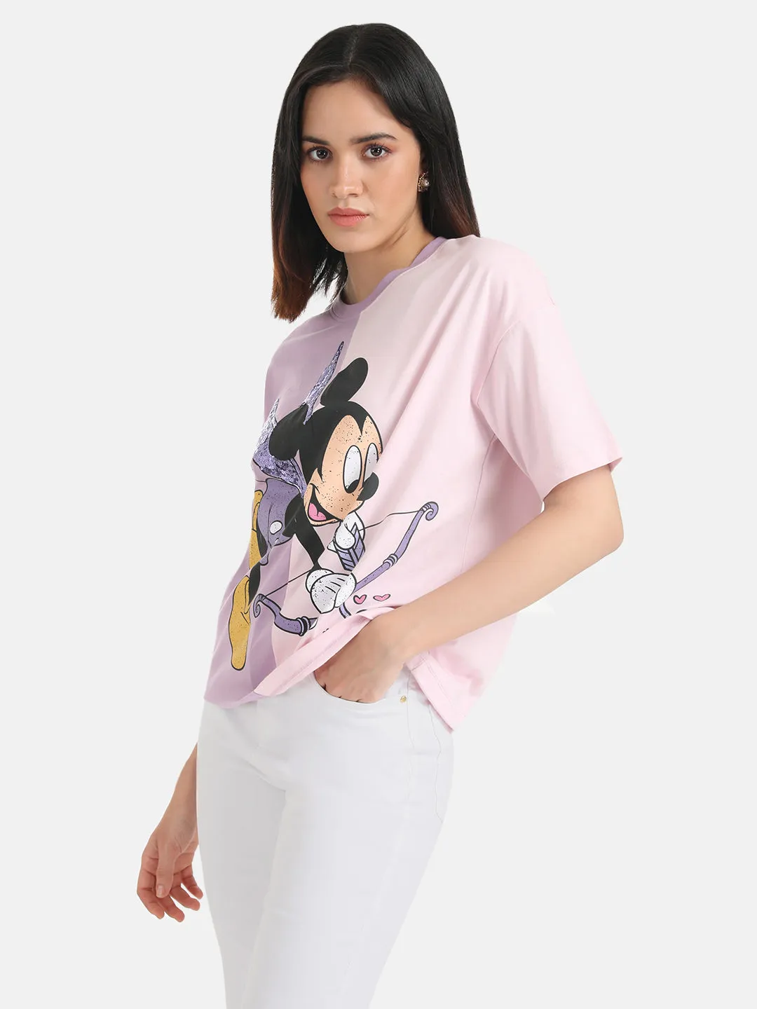 Mickey Mouse  Disney Printed T-Shirt With Sequin Work