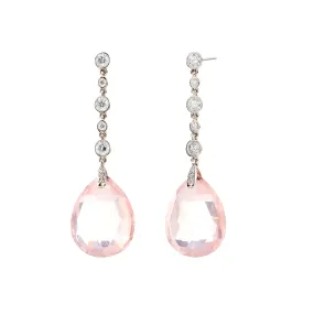 Mogul Rose Quartz Flat Briolette Earrings