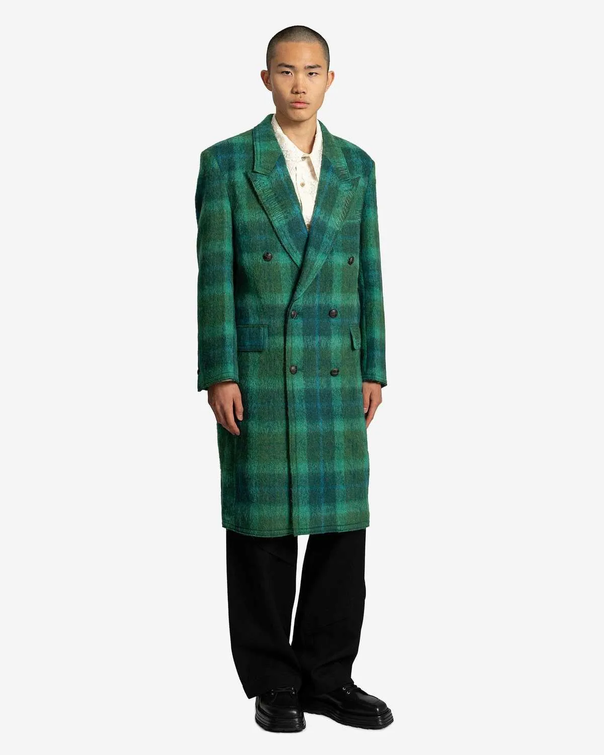 Moriens Double Breasted Coat - Green/Blue