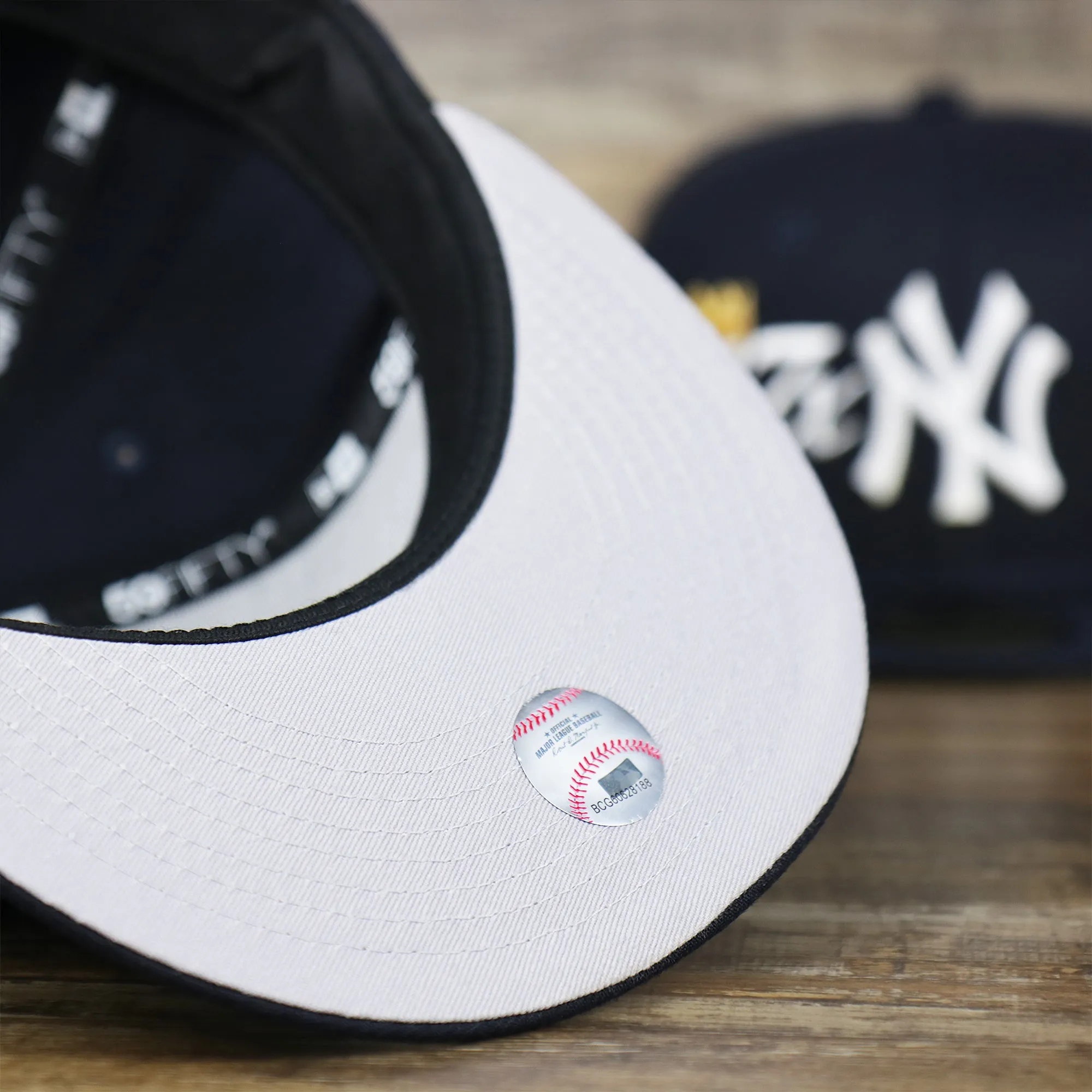 New York Yankees Crown Champions Gray Bottom World Championship Wins Embroidered Fitted Cap | Navy Blue 59Fifty Cap