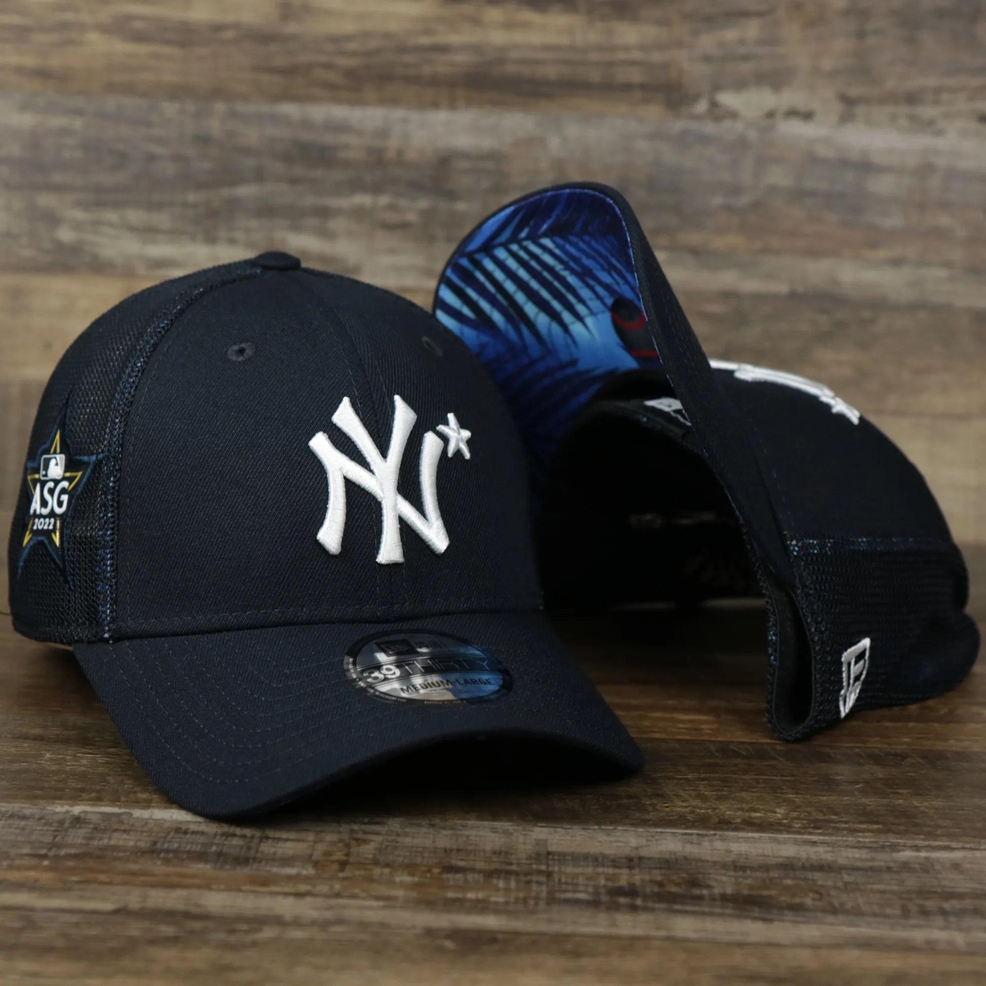 New York Yankees Metallic All Star Game MLB 2022 Side Patch 39Thirty Mesh FlexFit Cap | ASG 2022 Navy Blue 39Thirty Cap