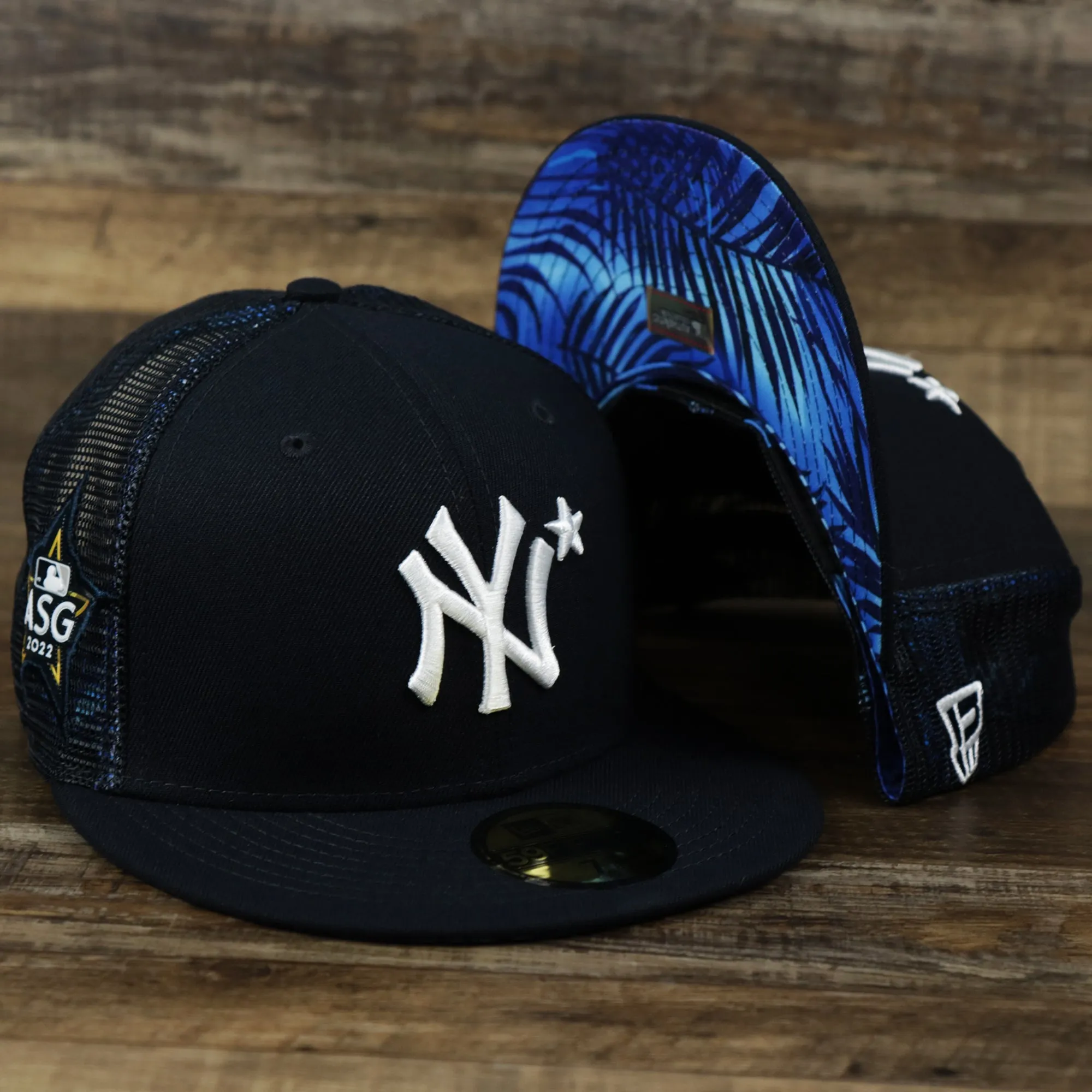 New York Yankees Metallic All Star Game MLB 2022 Side Patch 59Fifty Mesh Fitted Cap | ASG 2022 Navy Blue 59Fifty Cap