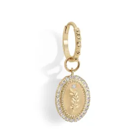 Olive Branch Earring Charm with Pave Diamond Border