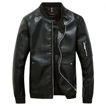 Outwear Men Leather PU Zipper Jackets and Coats Jaqueta Masculina Men's Casual Slim Fit Large Size Jackets SM6