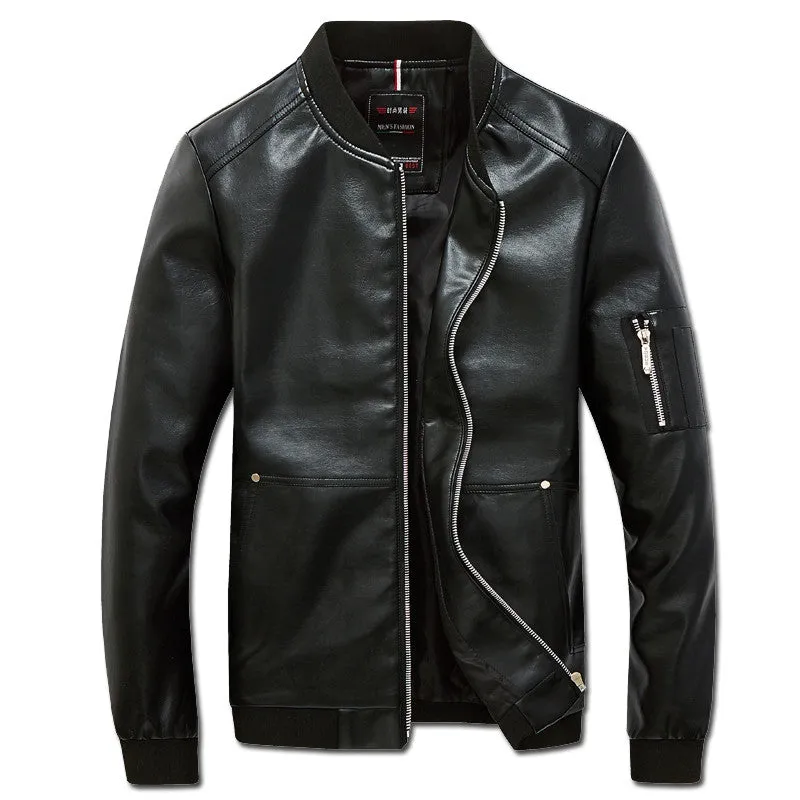 Outwear Men Leather PU Zipper Jackets and Coats Jaqueta Masculina Men's Casual Slim Fit Large Size Jackets SM6