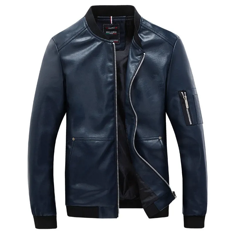 Outwear Men Leather PU Zipper Jackets and Coats Jaqueta Masculina Men's Casual Slim Fit Large Size Jackets SM6