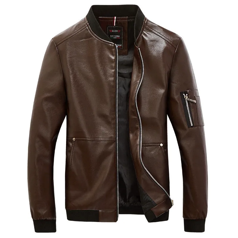 Outwear Men Leather PU Zipper Jackets and Coats Jaqueta Masculina Men's Casual Slim Fit Large Size Jackets SM6