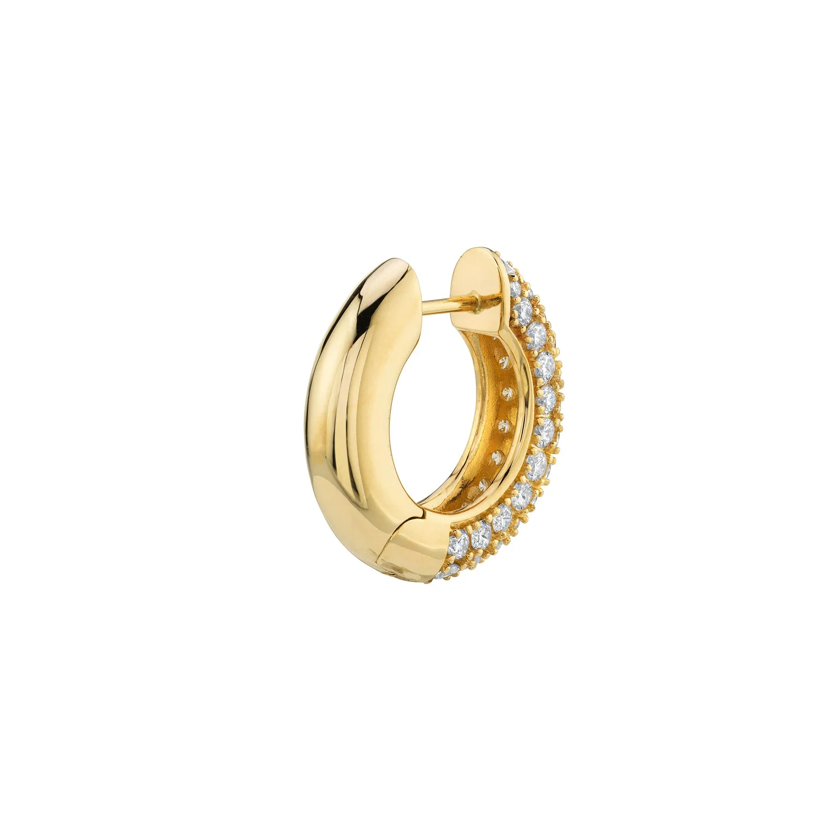 Pavé Wide Hoop #3 - White Diamond / 14k Yellow Gold