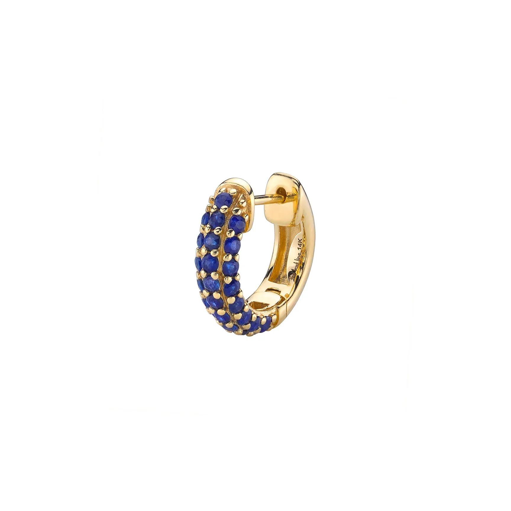 Pavé Wide Hoop #4 - Blue Sapphire / 14k Yellow Gold