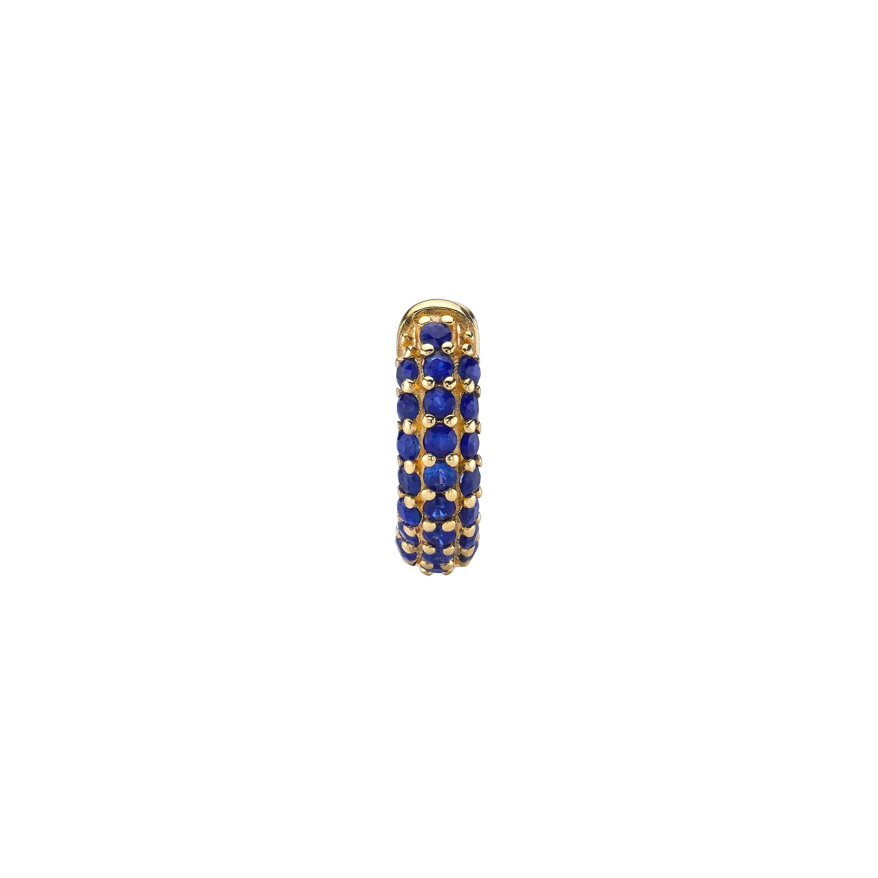 Pavé Wide Hoop #4 - Blue Sapphire / 14k Yellow Gold