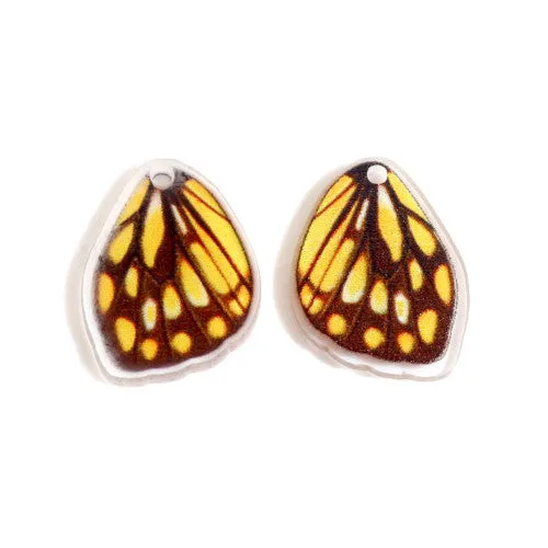 Pendants, Butterfly Wings, Yellow, Resin, 20mm