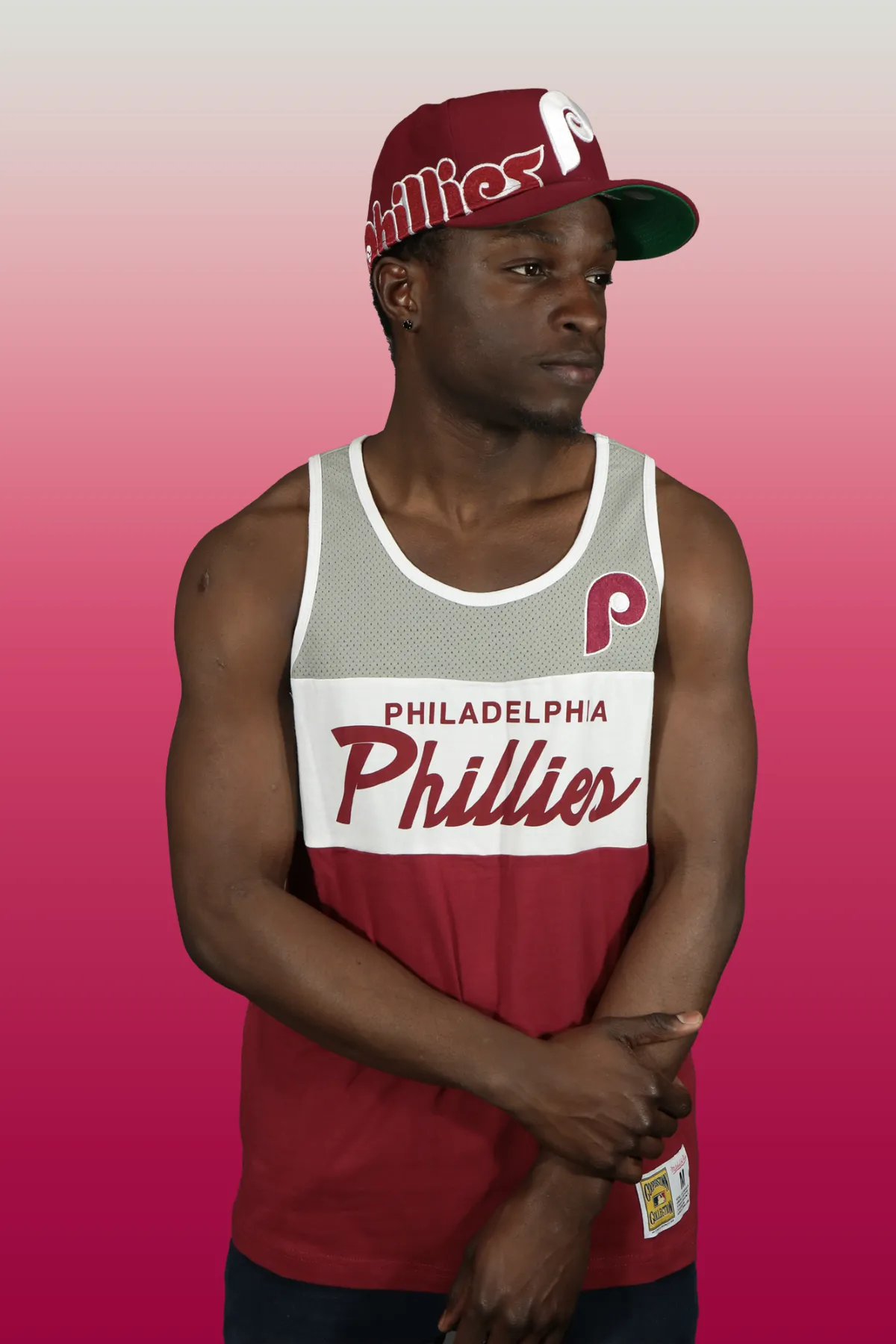 Philadelphia Phillies Cooperstown Phillies Script | Grey/White/Maroon Cotton Tank