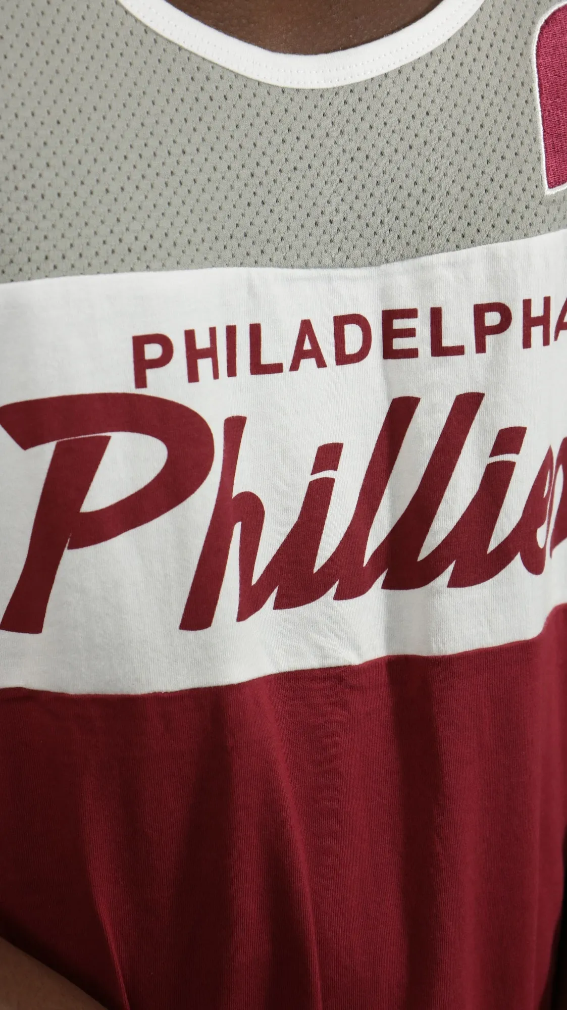 Philadelphia Phillies Cooperstown Phillies Script | Grey/White/Maroon Cotton Tank