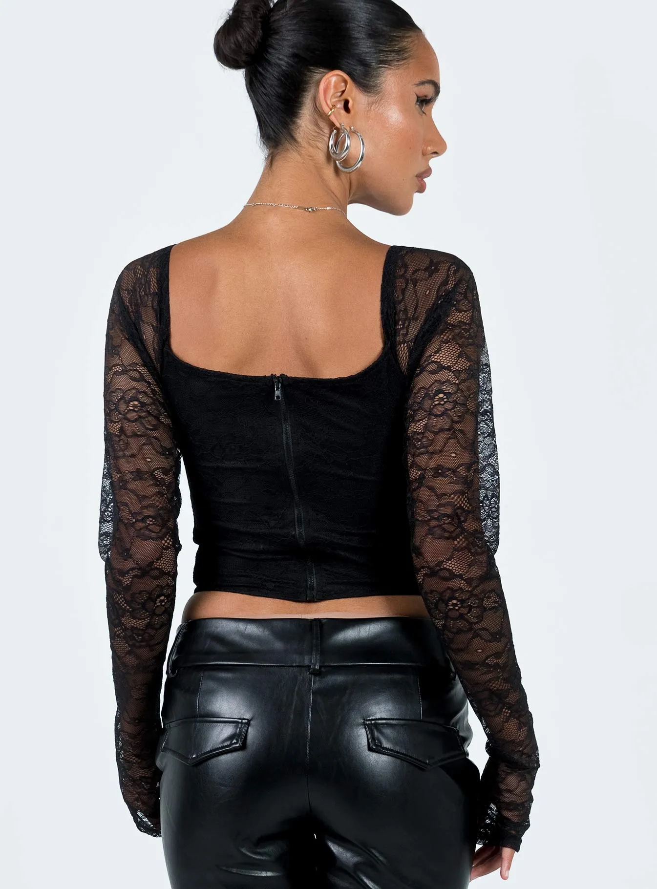 Purnell Long Sleeve Lace Top Black