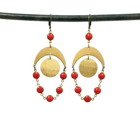 Red lunar orbit earrings