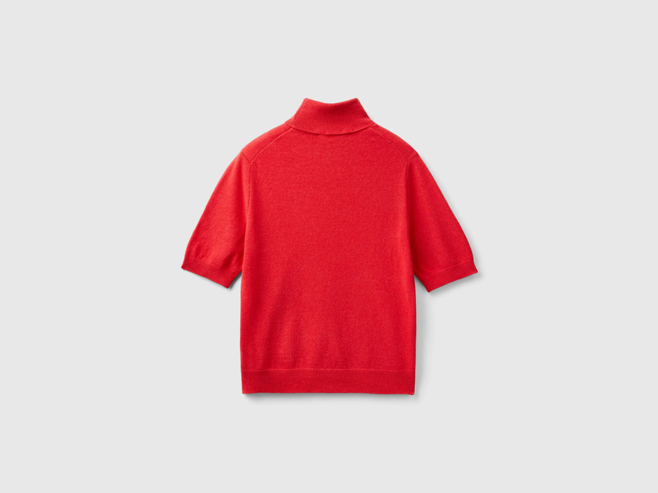 Red short sleeve turtleneck in cashmere blend - Red | Benetton