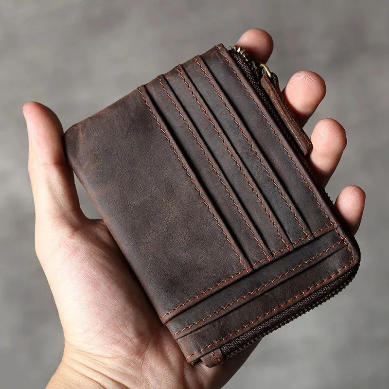 Retro Genuine Cowhide Leather Multi-card Holder Wallet for Men and Women