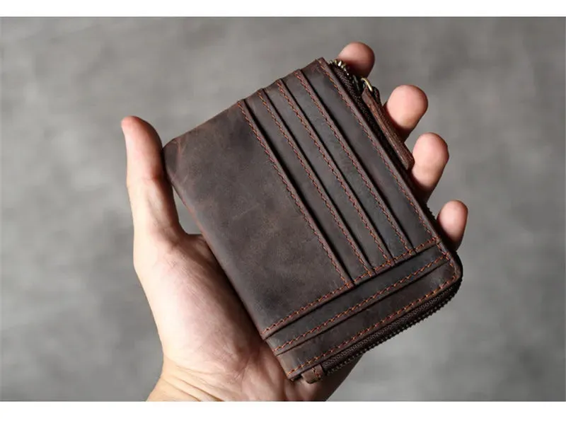 Retro Genuine Cowhide Leather Multi-card Holder Wallet for Men and Women