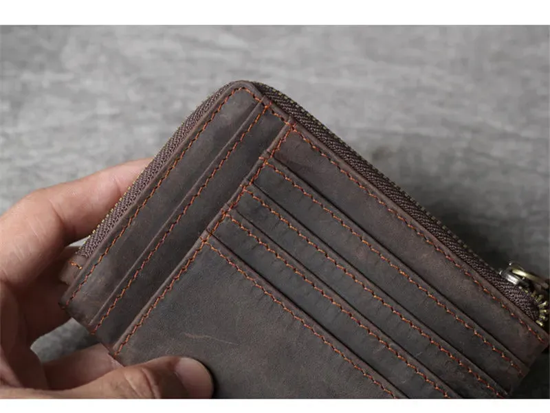 Retro Genuine Cowhide Leather Multi-card Holder Wallet for Men and Women