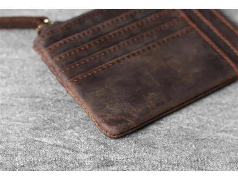 Retro Genuine Cowhide Leather Multi-card Holder Wallet for Men and Women