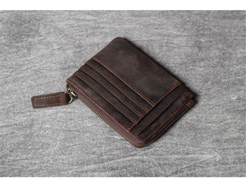 Retro Genuine Cowhide Leather Multi-card Holder Wallet for Men and Women