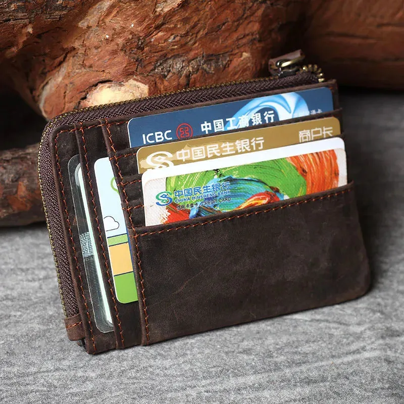 Retro Genuine Cowhide Leather Multi-card Holder Wallet for Men and Women