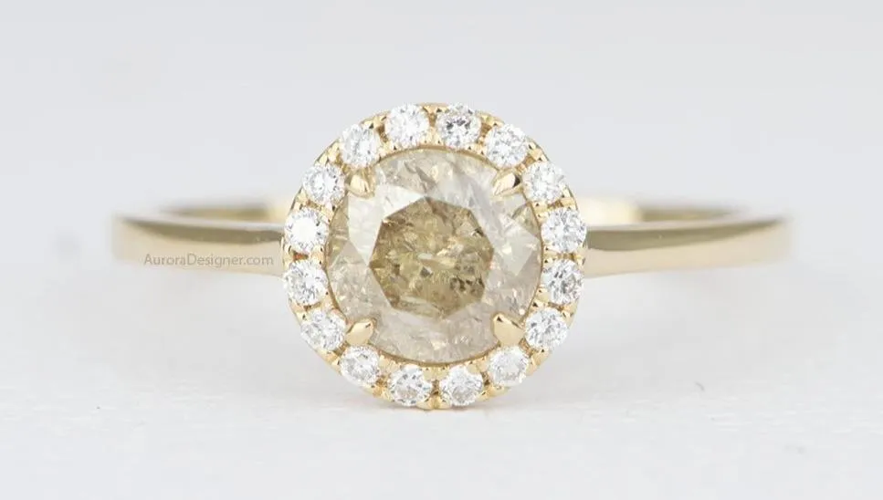 Ring Style - Full Diamond Halo Setting for Regular Cut or Rose Cut Center Stone AD1707C