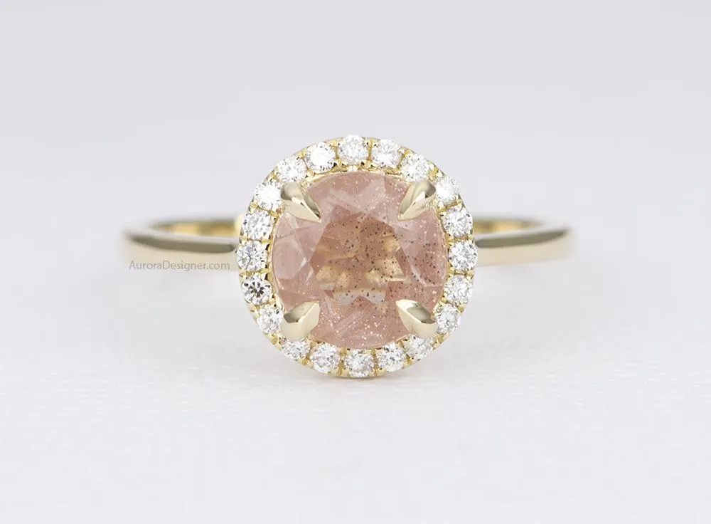 Ring Style - Full Diamond Halo Setting for Regular Cut or Rose Cut Center Stone AD1707C