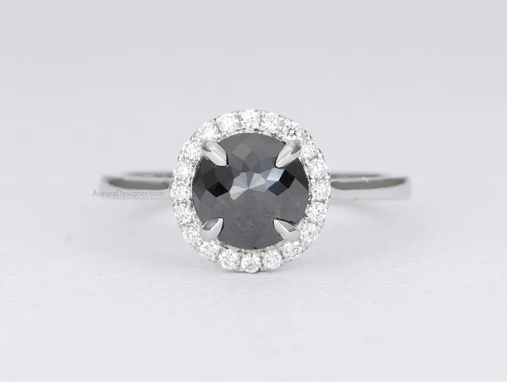 Ring Style - Full Diamond Halo Setting for Regular Cut or Rose Cut Center Stone AD1707C