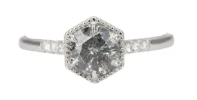 Ring Style - Hexagon Shape Setting for Regular Cut or Rose Cut Center Stone, Diamond Pave Shank AD1462C